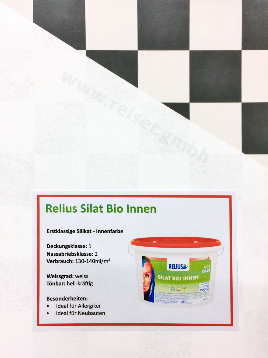 Innensilikatfarben im Test, Deckkraft von Relius Silat Bio Innen, getestet bei Reiser in Mainburg