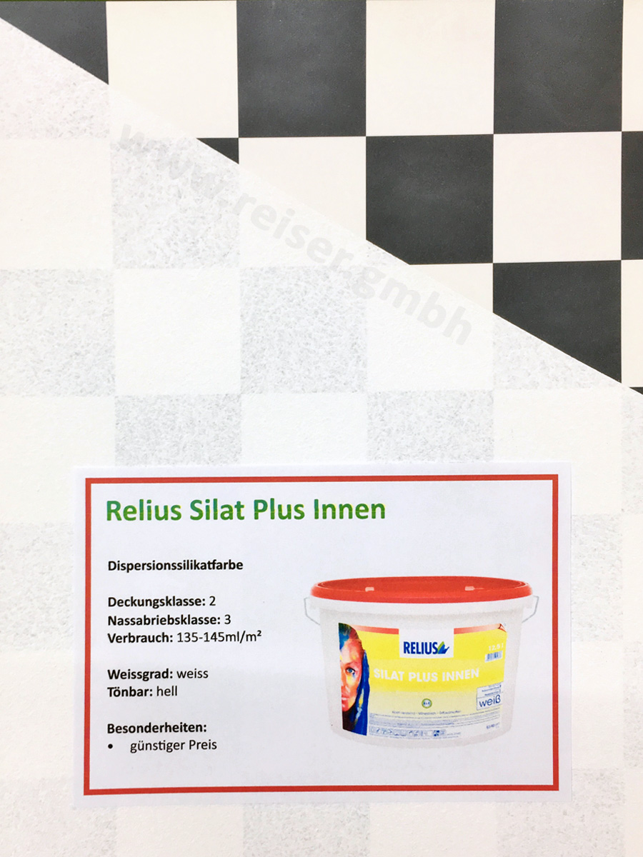 Innensilikatfarben im Test, Deckkraft von Relius Silat Plus, getestet bei Reiser in Mainburg