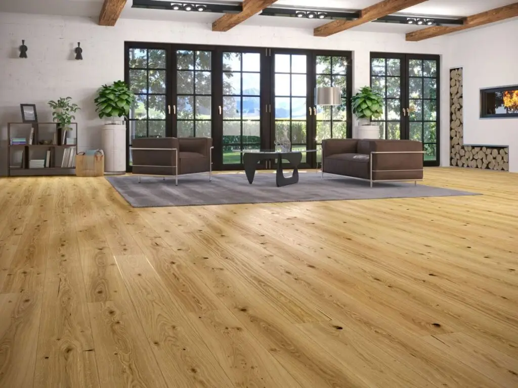 Landhausdiele 2132‑B Eiche Hallertau – Raumbild mit verlegtem Boden